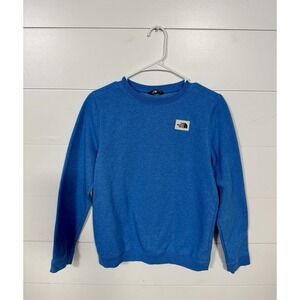 The North Face Youth XLarge Crewneck Sweatshirt Heritage Logo Patch Blue